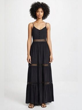 NWT Jack by BB Dakota Black Crochet Trim Maxi Dress - Size 0 Boho Festival